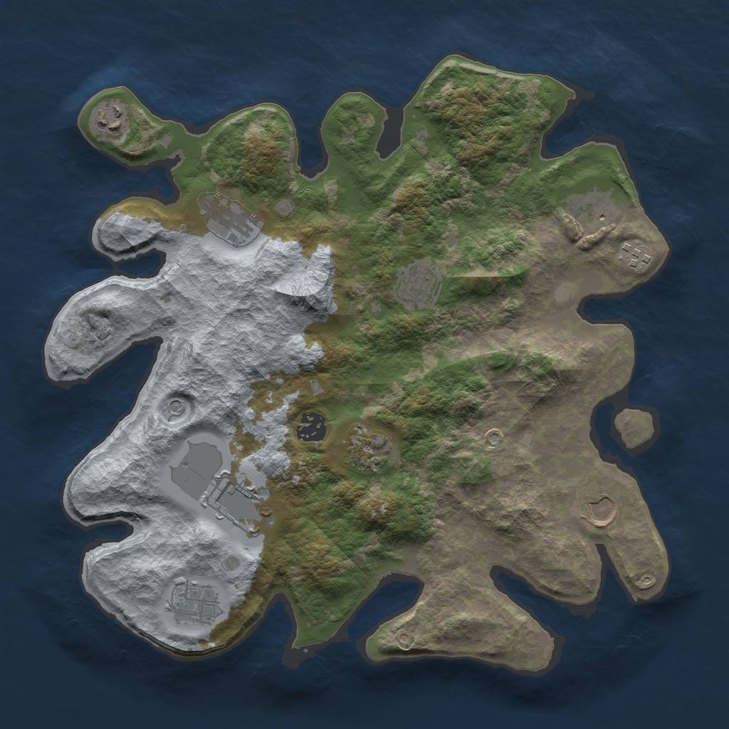 Rust Map: Barren, Size: 3600, Seed: 636806, 13 Monuments