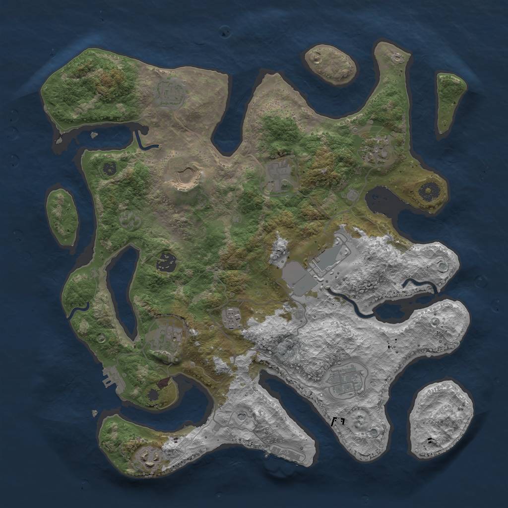 Rust Map: Procedural Map, Size: 3800, Seed: 250875339, 15 Monuments