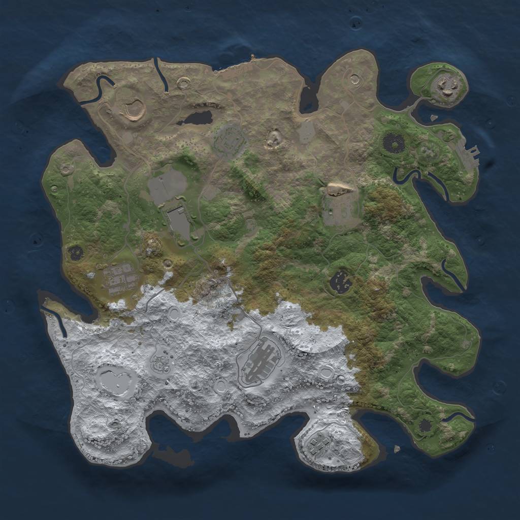 Rust Map: Procedural Map, Size: 3600, Seed: 312715812, 18 Monuments