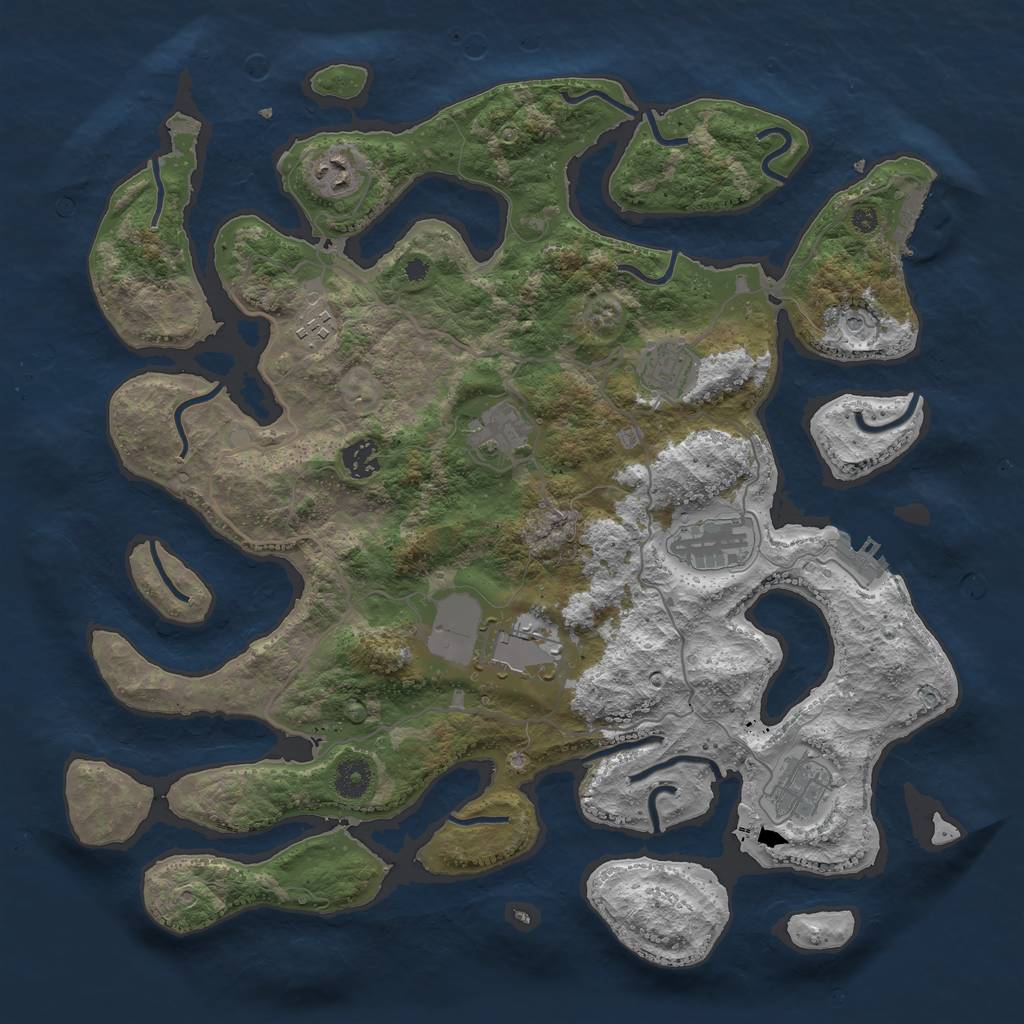 Rust Map: Procedural Map, Size: 4000, Seed: 335688, 13 Monuments