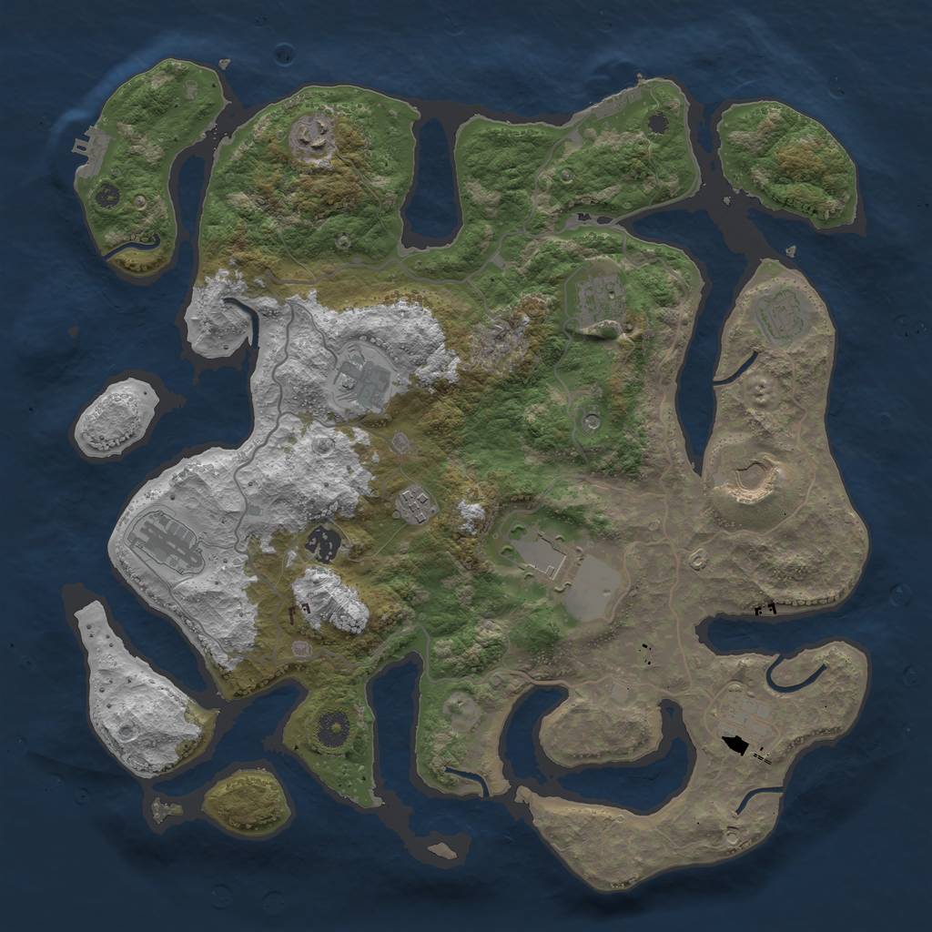 Rust Map: Procedural Map, Size: 4000, Seed: 1239723677, 15 Monuments