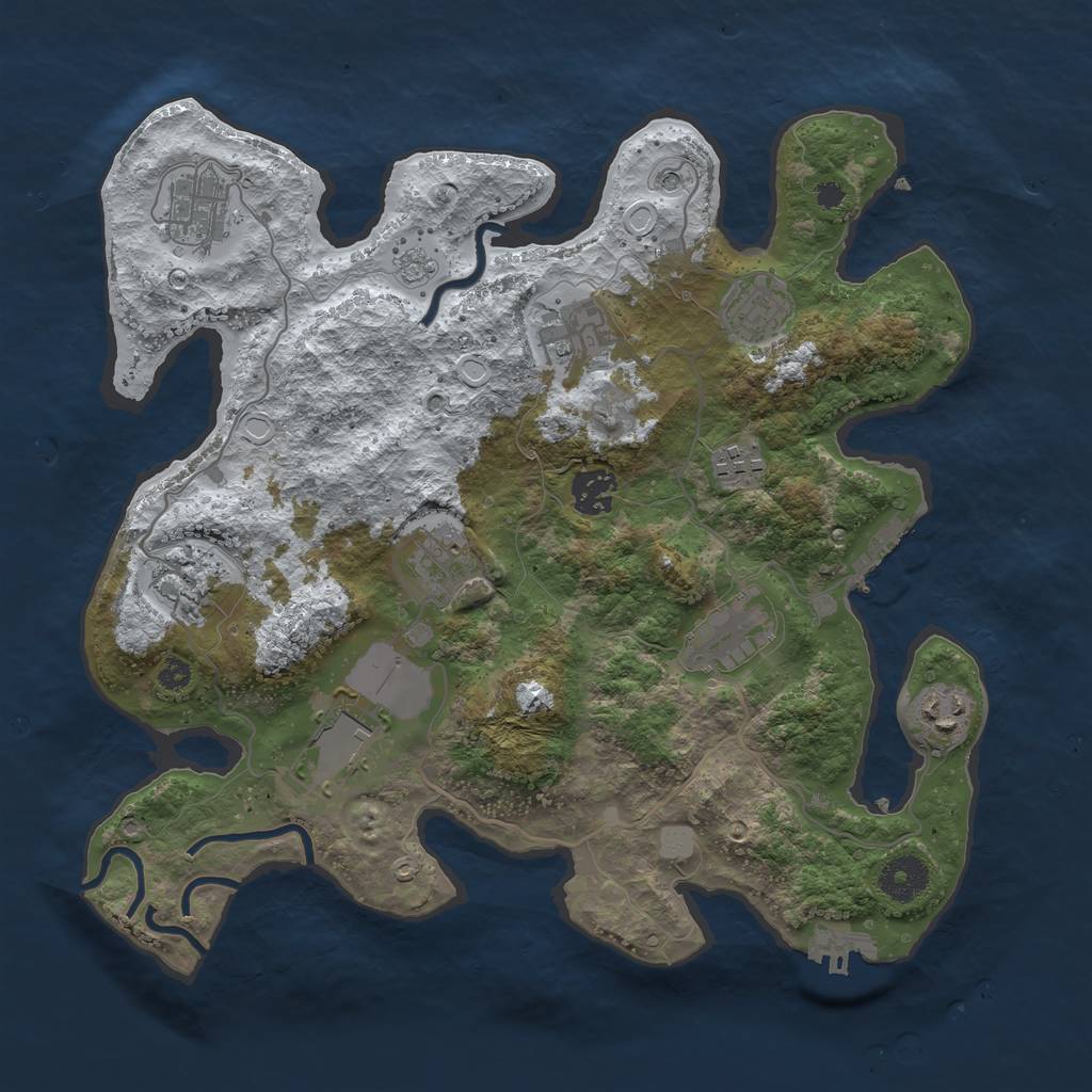 Rust Map: Procedural Map, Size: 3500, Seed: 488520, 19 Monuments