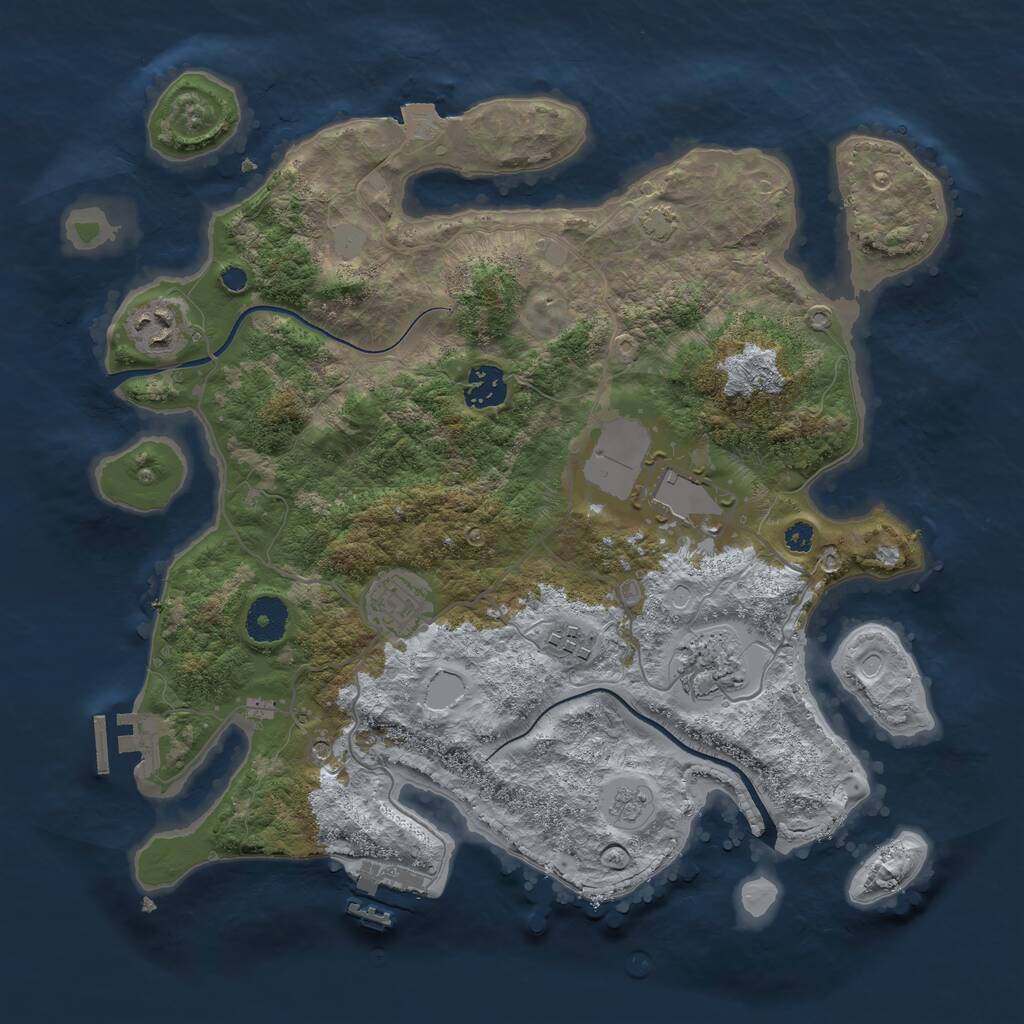 Rust Map: Procedural Map, Size: 3500, Seed: 11834, 12 Monuments