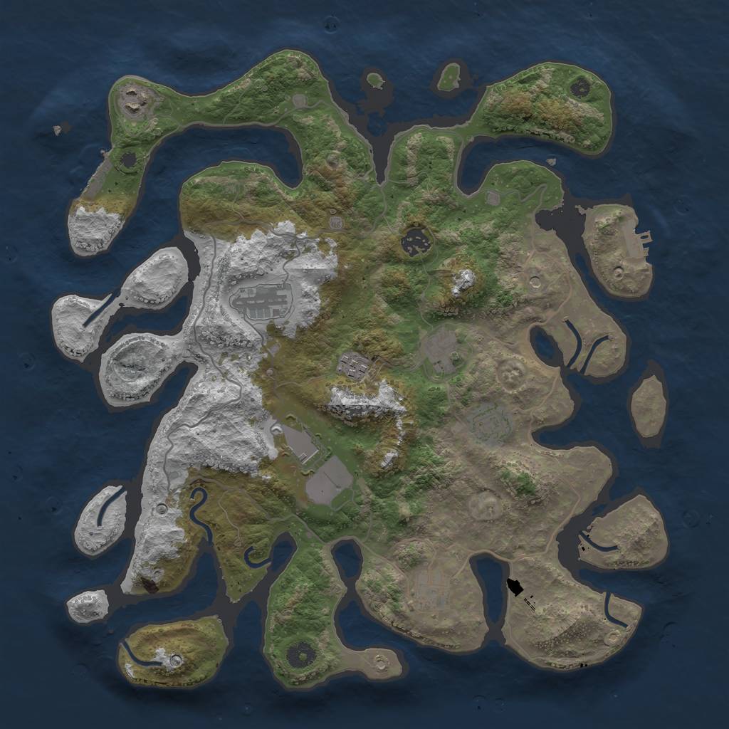 Rust Map: Procedural Map, Size: 4000, Seed: 1236238168, 13 Monuments