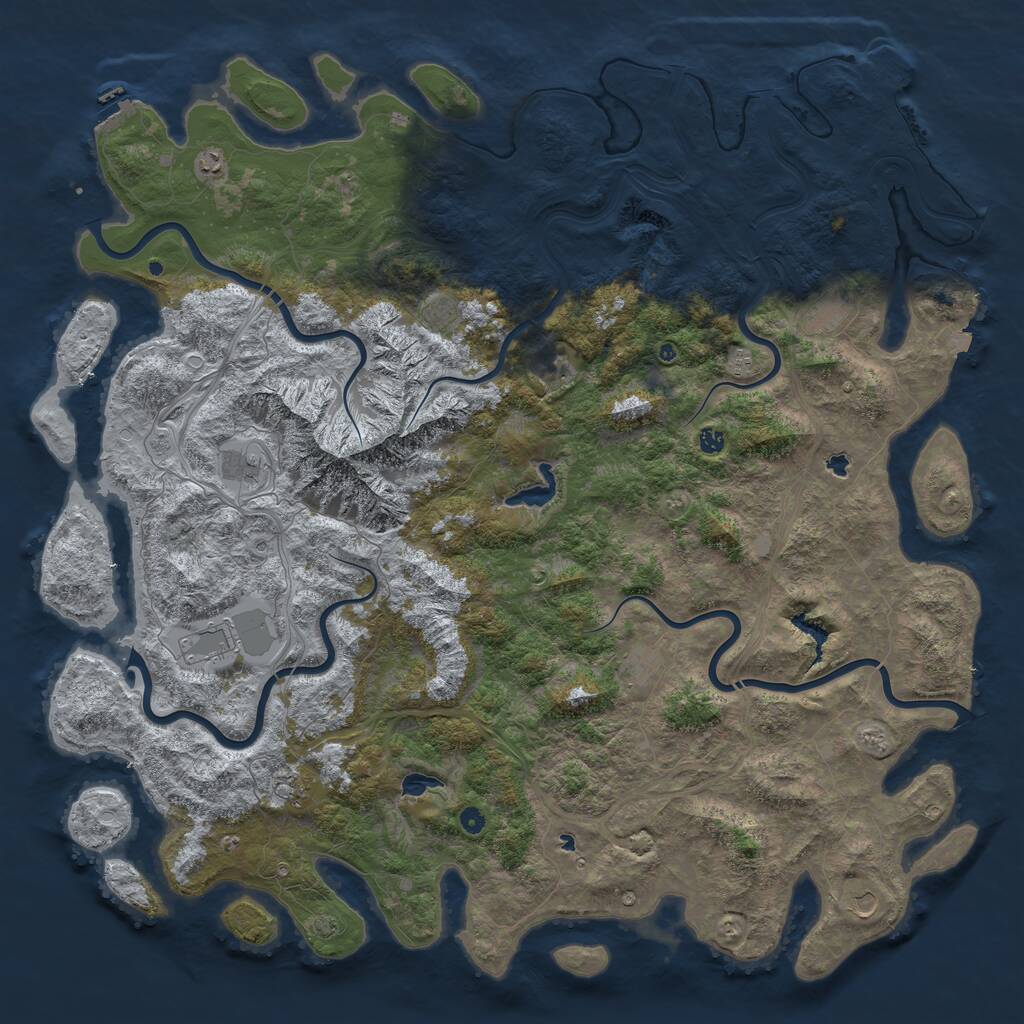 Rust Map: Procedural Map, Size: 6000, Seed: 817063216, 17 Monuments