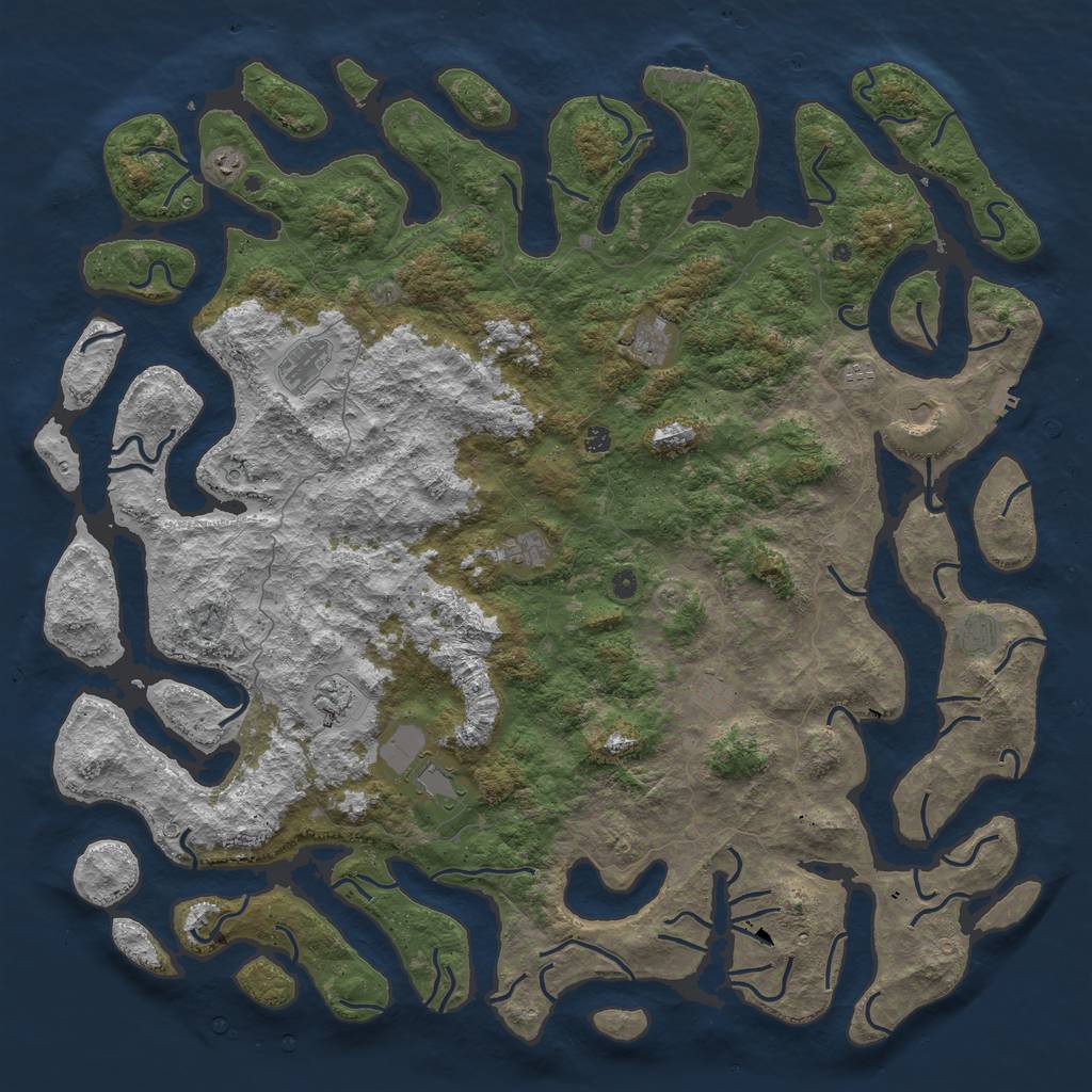 Rust Map: Procedural Map, Size: 6000, Seed: 817063216, 16 Monuments