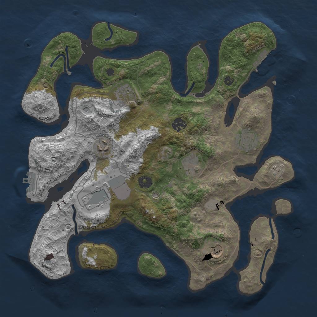 Rust Map: Procedural Map, Size: 3500, Seed: 857496554, 16 Monuments