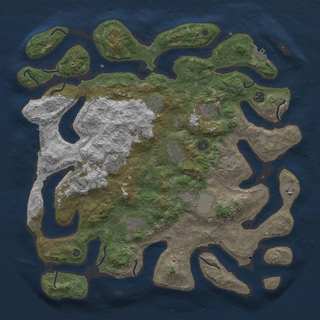 Rust Map: Procedural Map, Size: 4500, Seed: 743043, 17 Monuments