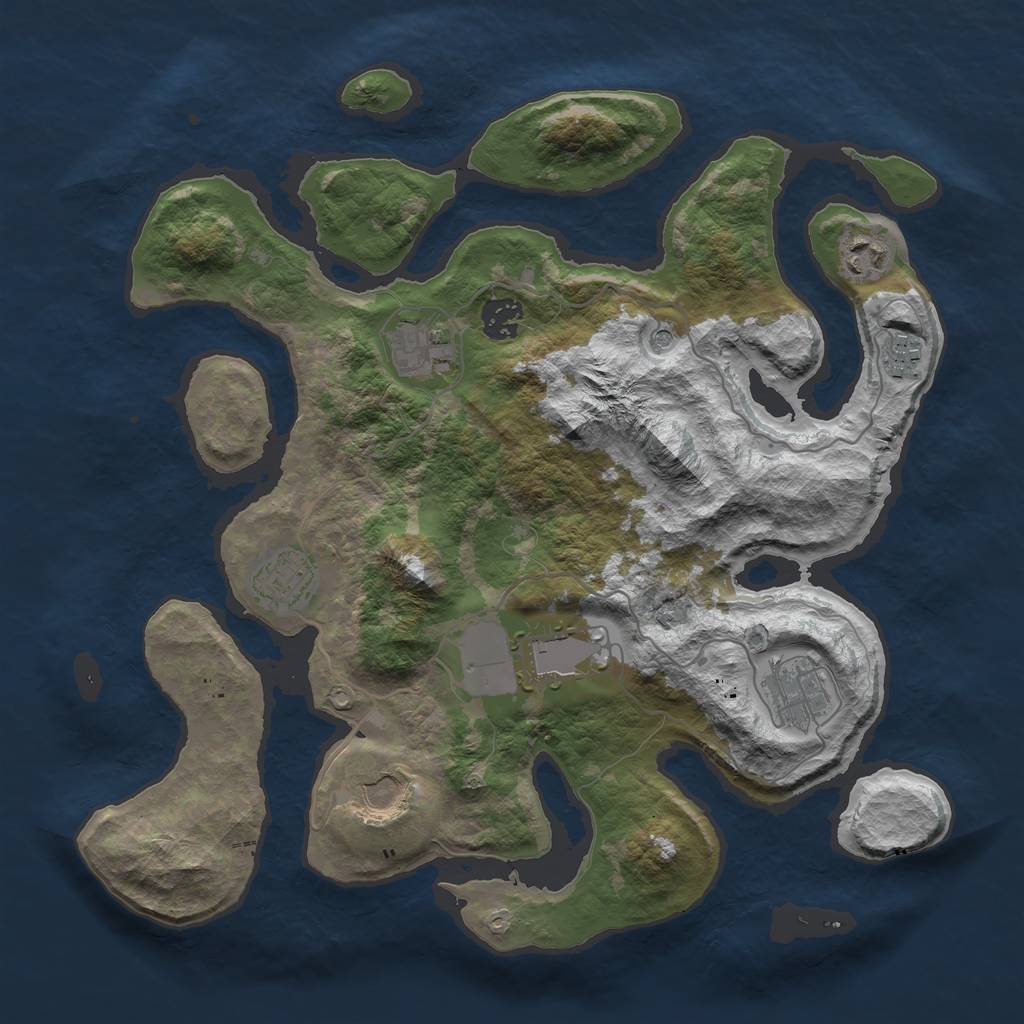 Rust Map: Barren, Size: 3600, Seed: 711220, 11 Monuments