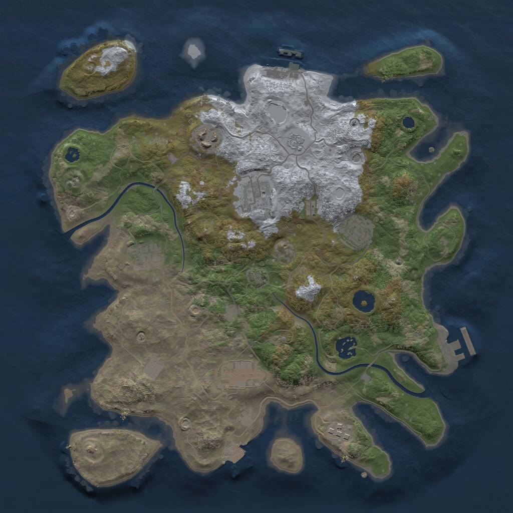 Rust Map: Procedural Map, Size: 3500, Seed: 595561, 13 Monuments