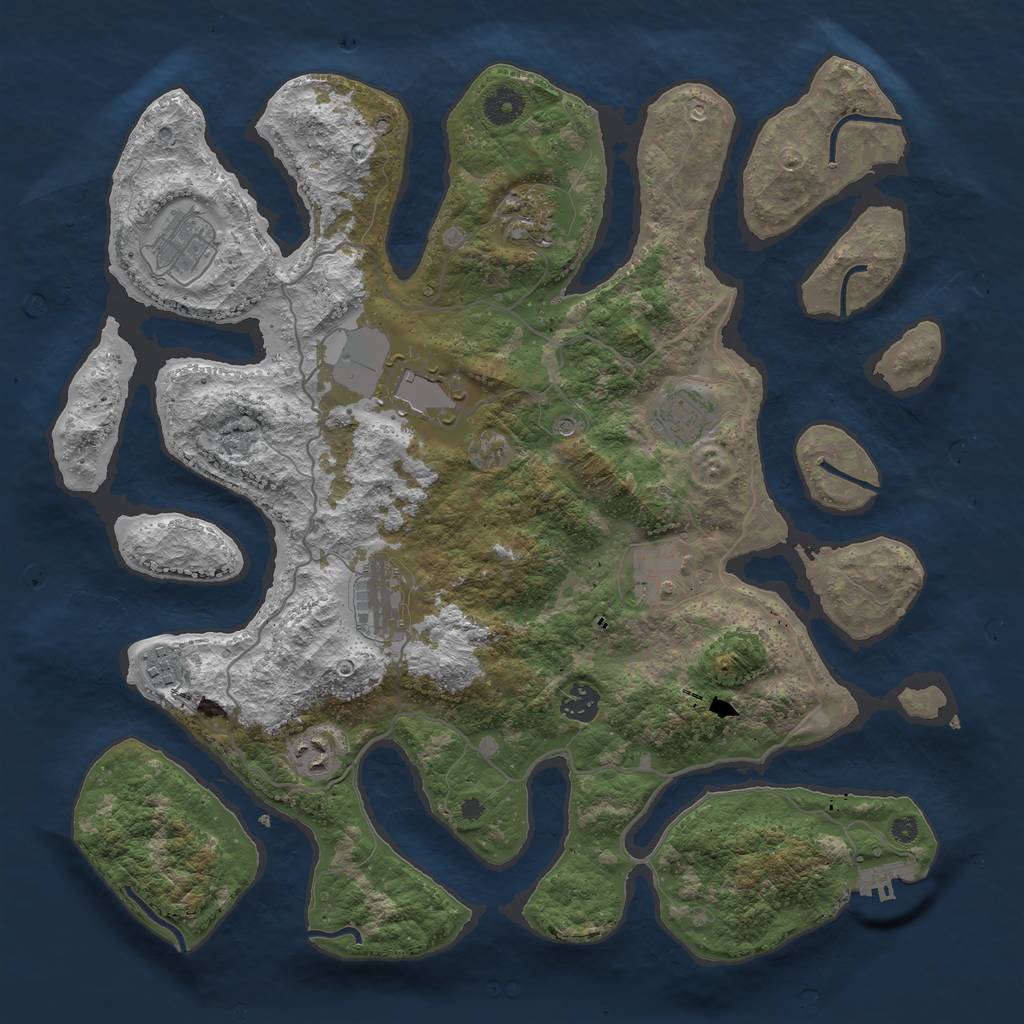 Rust Map: Procedural Map, Size: 4000, Seed: 7496, 13 Monuments