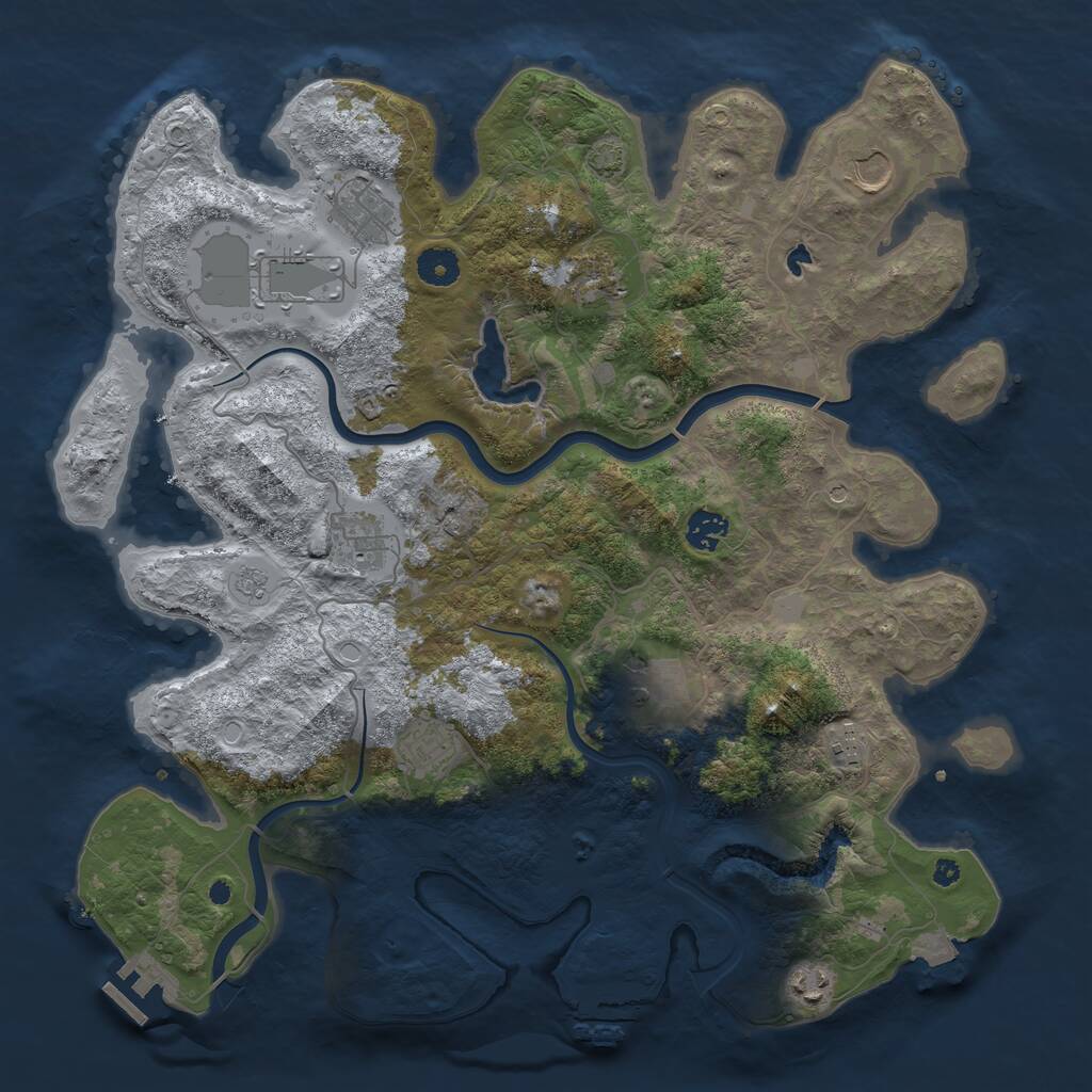 Rust Map: Procedural Map, Size: 4000, Seed: 7496, 16 Monuments