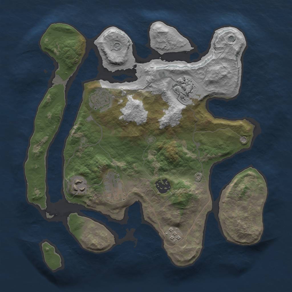 Rust Map: Barren, Size: 3000, Seed: 600, 9 Monuments