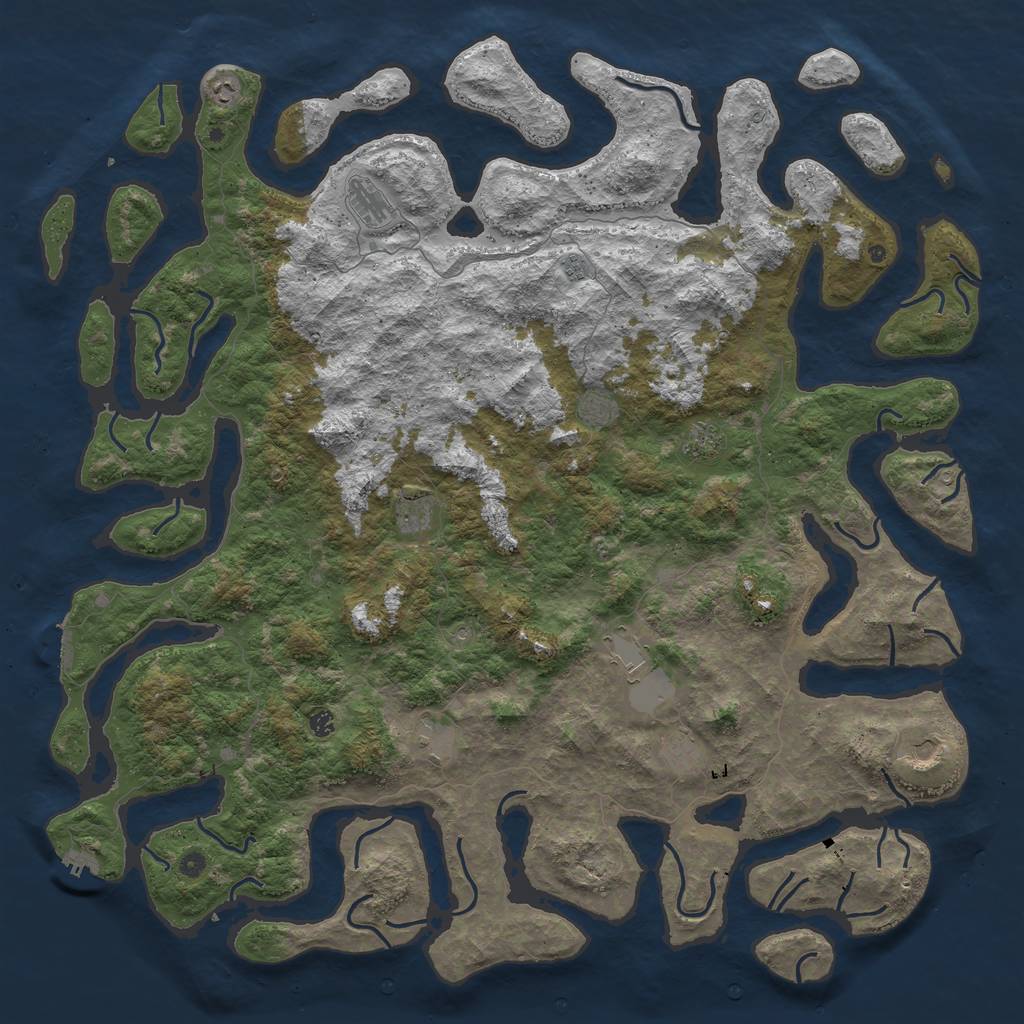 Rust Map: Procedural Map, Size: 6000, Seed: 1214545, 16 Monuments