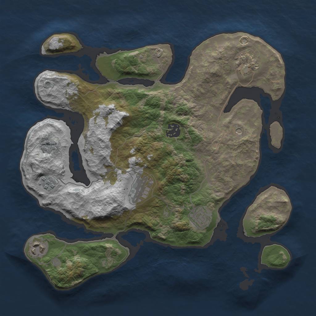 Rust Map: Barren, Size: 3200, Seed: 543685432, 9 Monuments