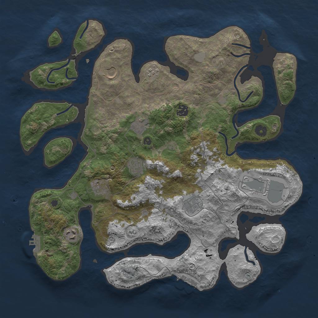 Rust Map: Procedural Map, Size: 4000, Seed: 531111, 17 Monuments