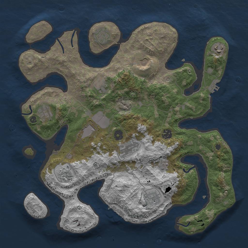 Rust Map: Procedural Map, Size: 3720, Seed: 1330097638, 16 Monuments