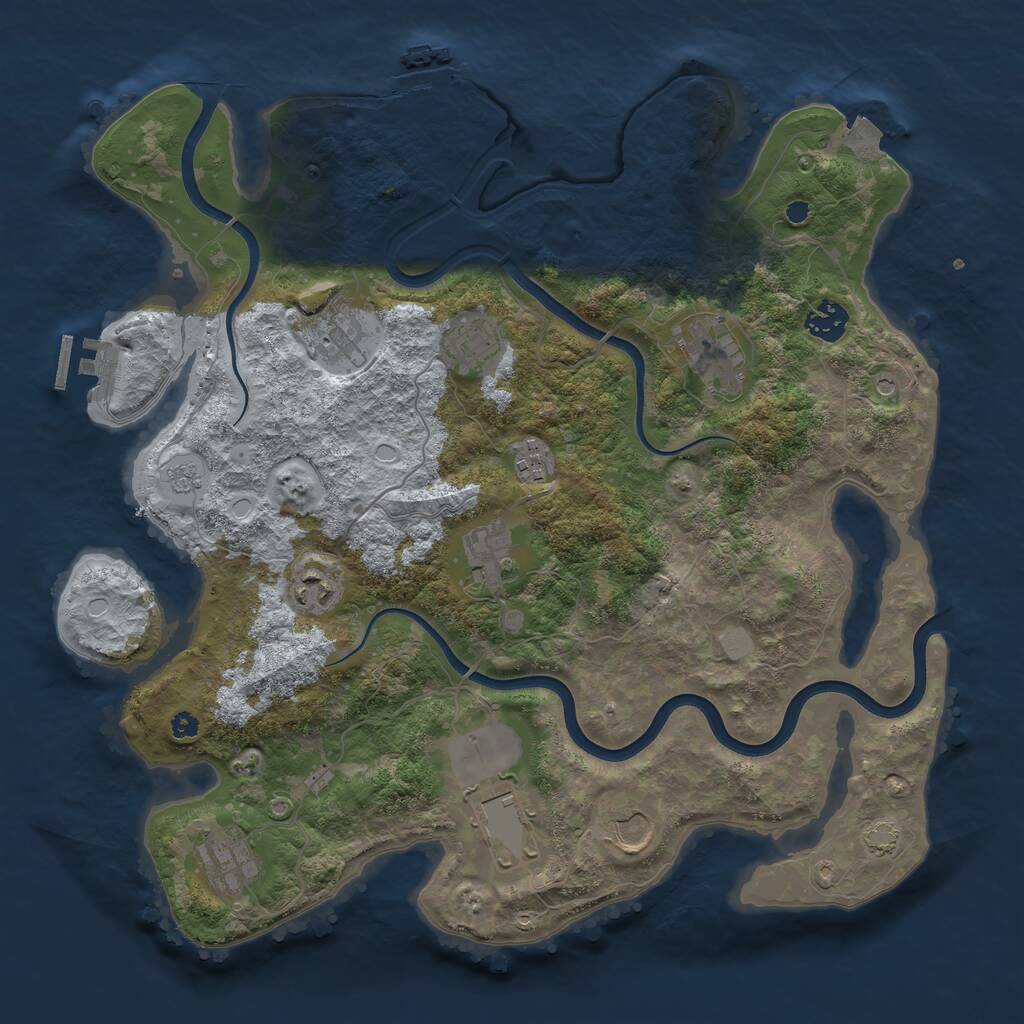 Rust Map: Procedural Map, Size: 3750, Seed: 396100578, 16 Monuments