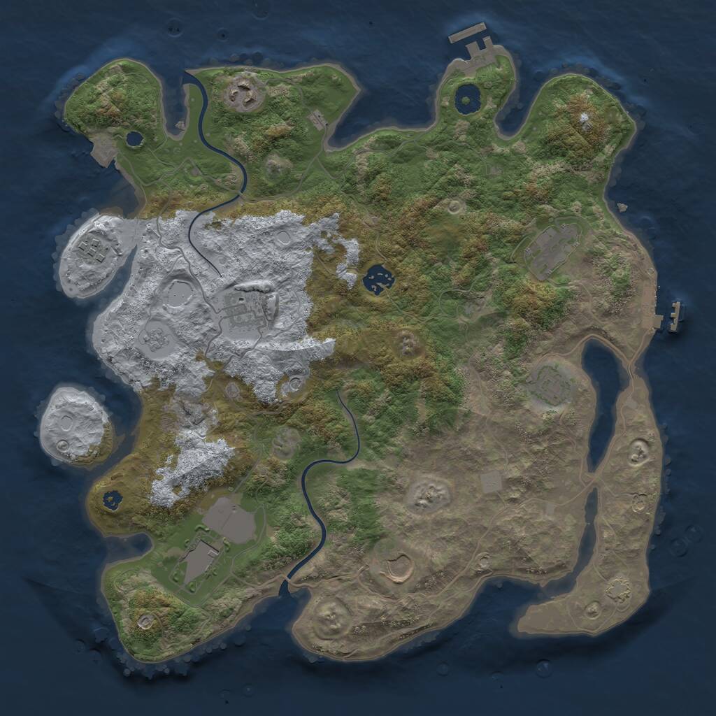 Rust Map: Procedural Map, Size: 3750, Seed: 396100578, 14 Monuments