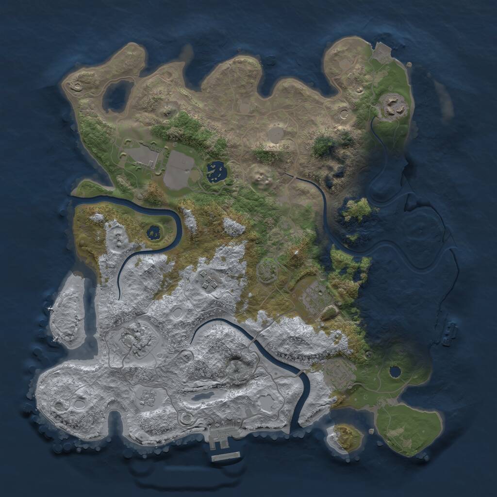 Rust Map: Procedural Map, Size: 3500, Seed: 1720380494, 13 Monuments