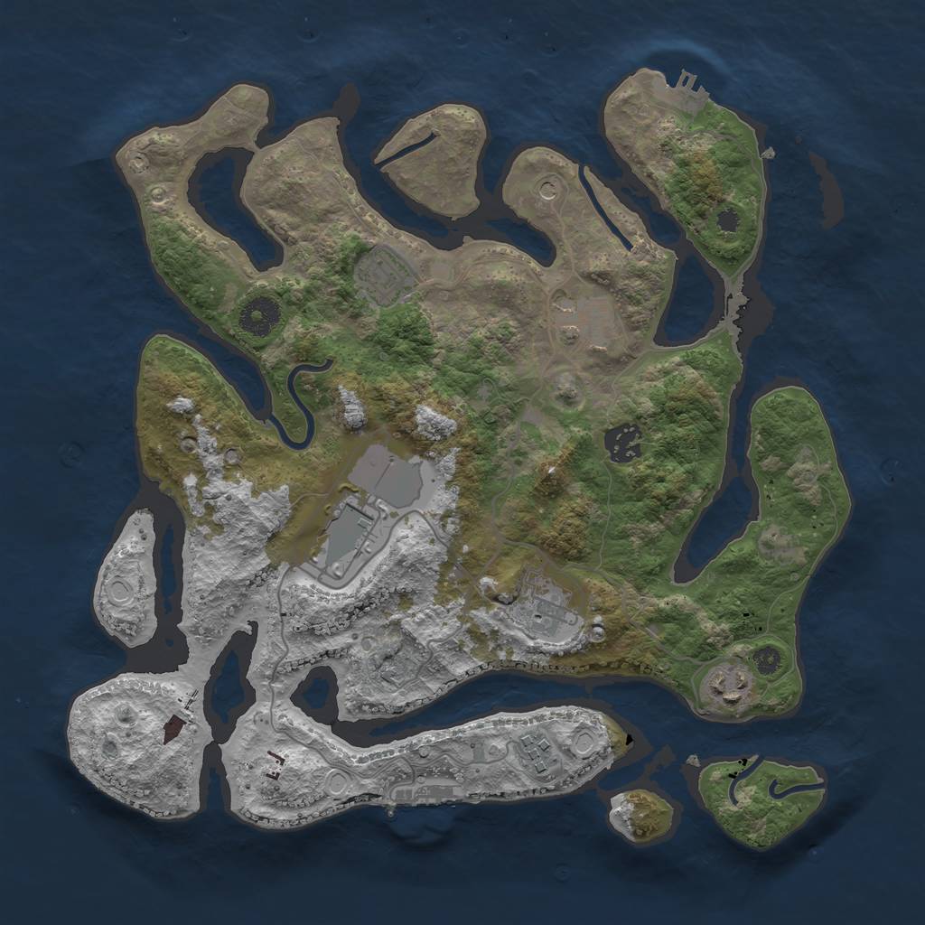 Rust Map: Procedural Map, Size: 3500, Seed: 1720380494, 15 Monuments