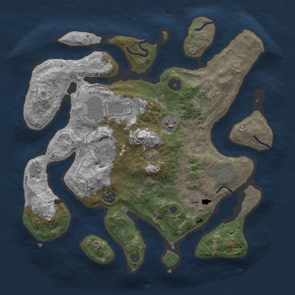 Rust Map: Procedural Map, Size: 3500, Seed: 245596, 11 Monuments