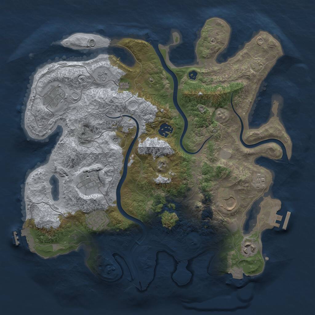 Rust Map: Procedural Map, Size: 3500, Seed: 245596, 13 Monuments