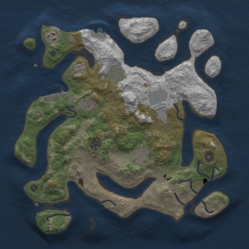 Rust Map: Procedural Map, Size: 3500, Seed: 434924, 12 Monuments