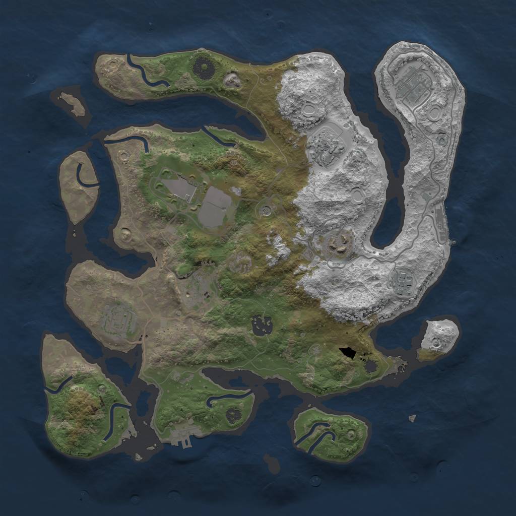 Rust Map: Procedural Map, Size: 3500, Seed: 634068741, 16 Monuments