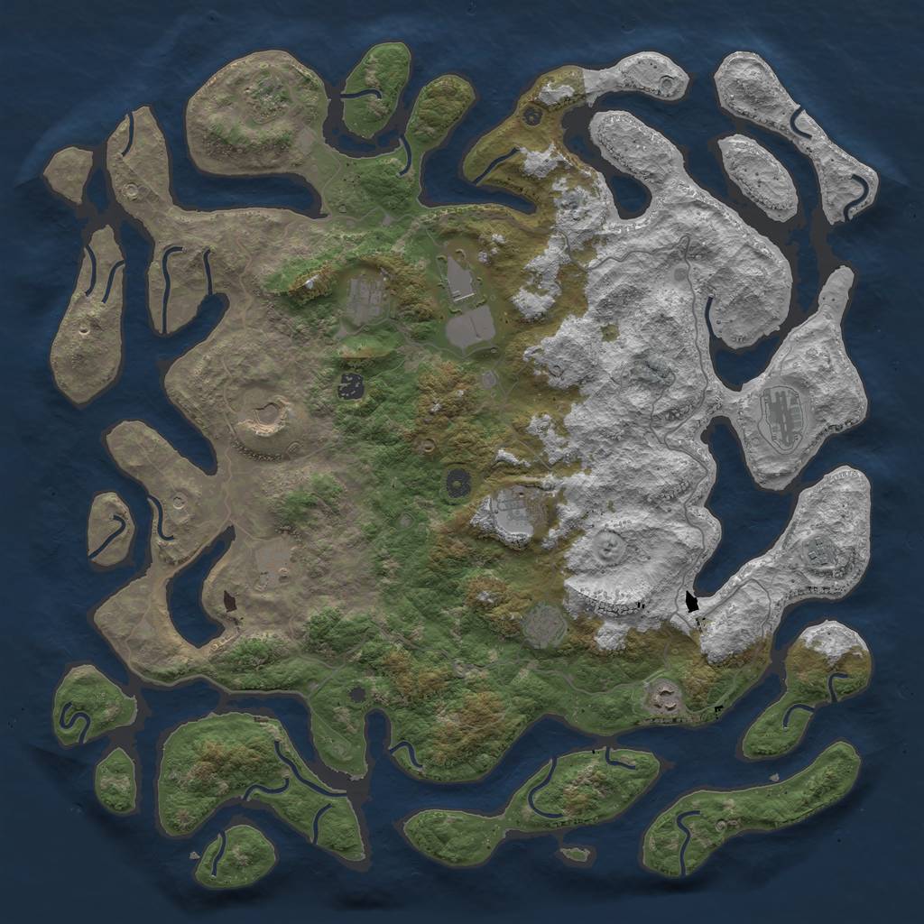 Rust Map: Procedural Map, Size: 5000, Seed: 546645, 14 Monuments