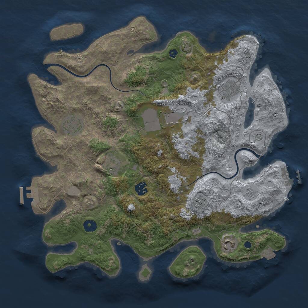 Rust Map: Procedural Map, Size: 3600, Seed: 874, 13 Monuments
