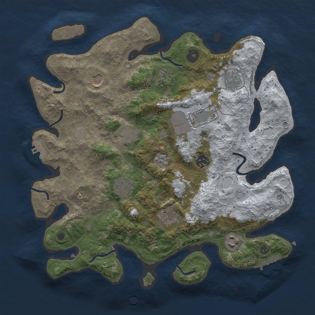 Rust Map: Procedural Map, Size: 3600, Seed: 874, 19 Monuments