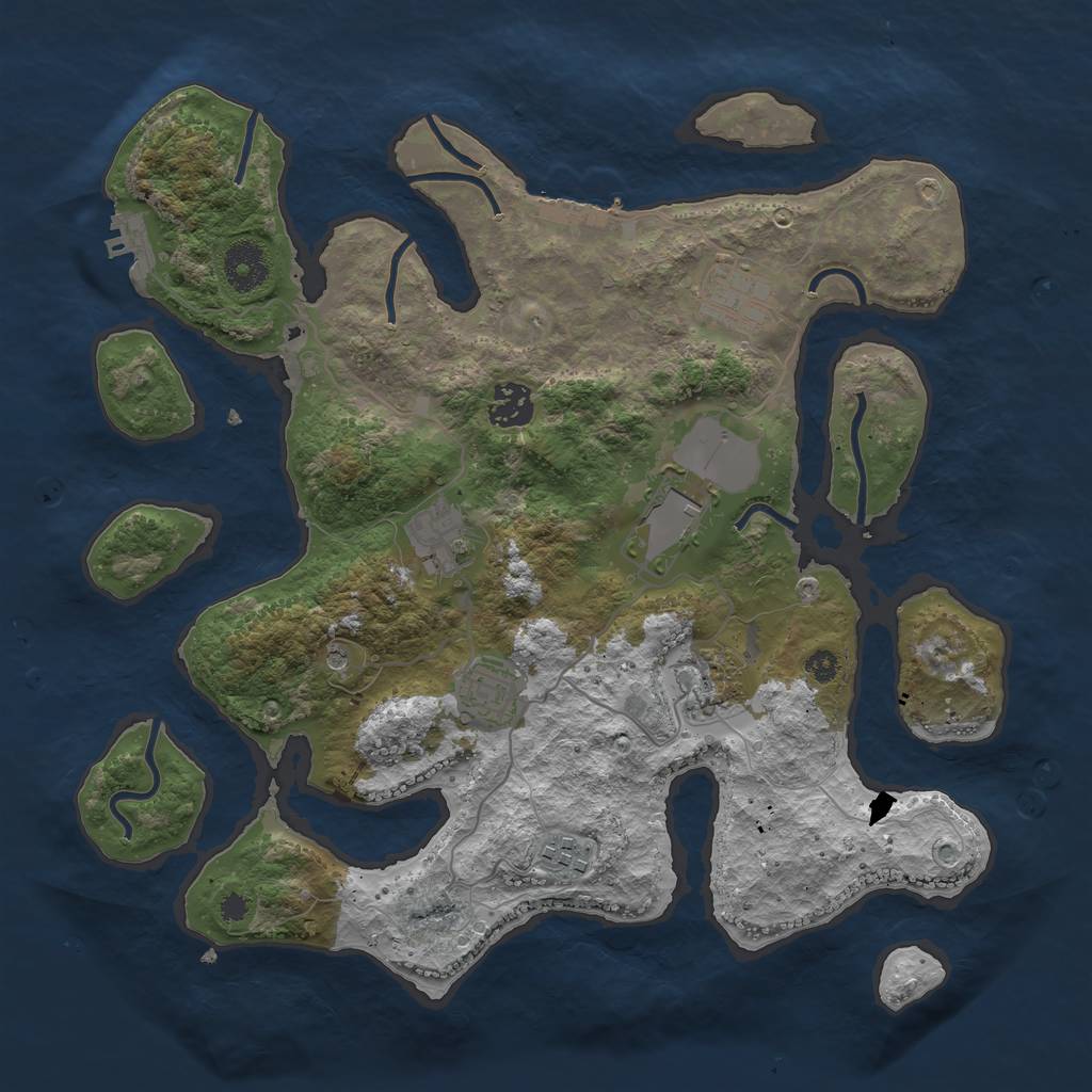 Rust Map: Procedural Map, Size: 3500, Seed: 615704, 12 Monuments