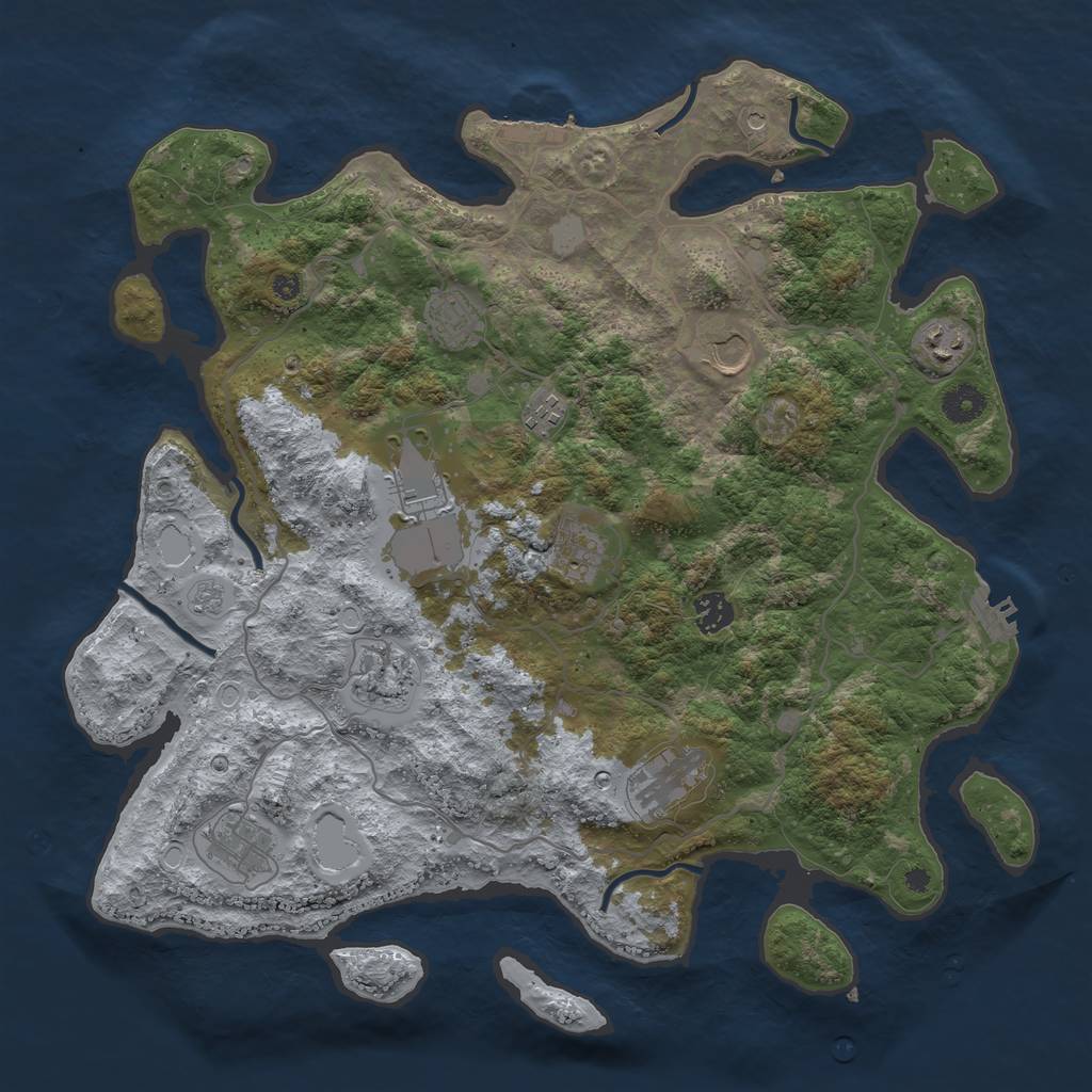 Rust Map: Procedural Map, Size: 4000, Seed: 959185, 19 Monuments