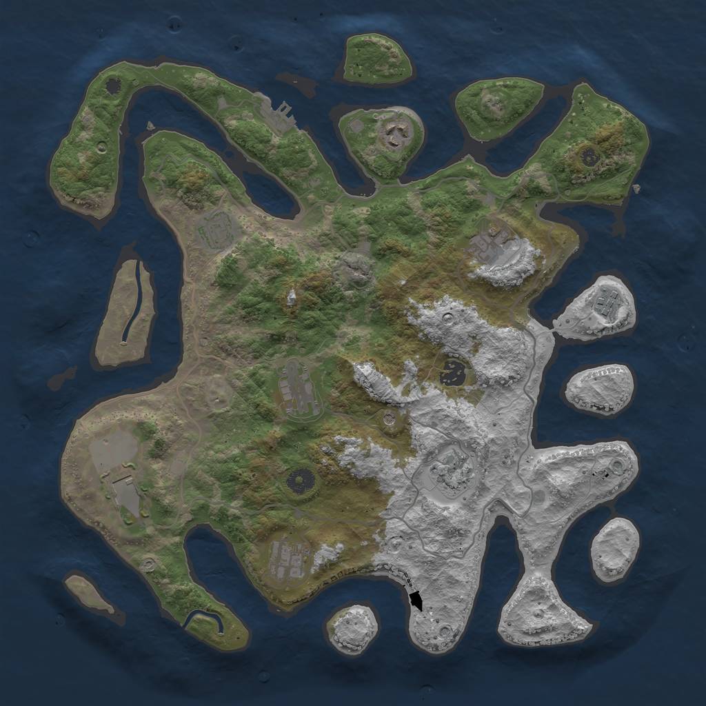 Rust Map: Procedural Map, Size: 4000, Seed: 381329, 13 Monuments