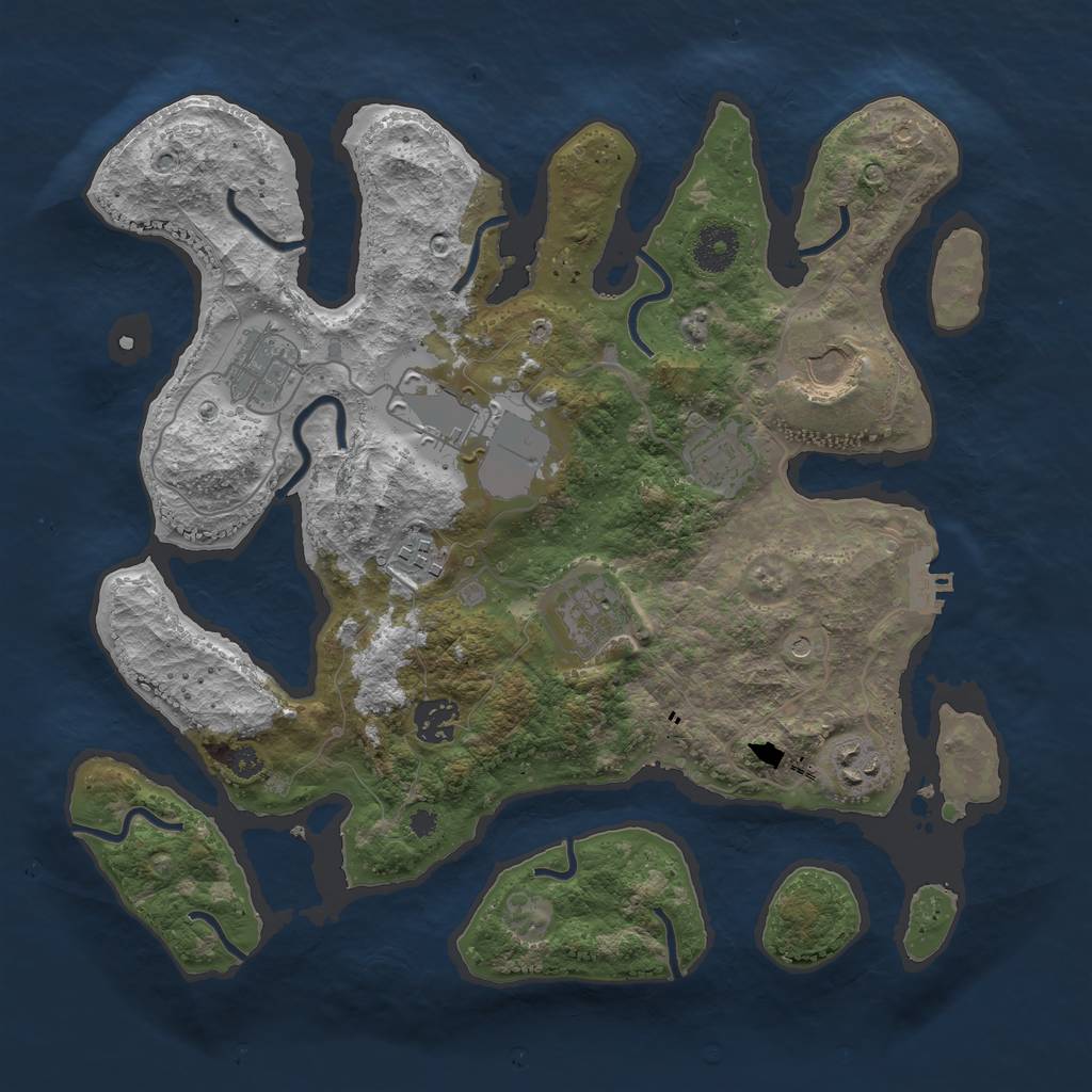 Rust Map: Procedural Map, Size: 3500, Seed: 127556, 12 Monuments