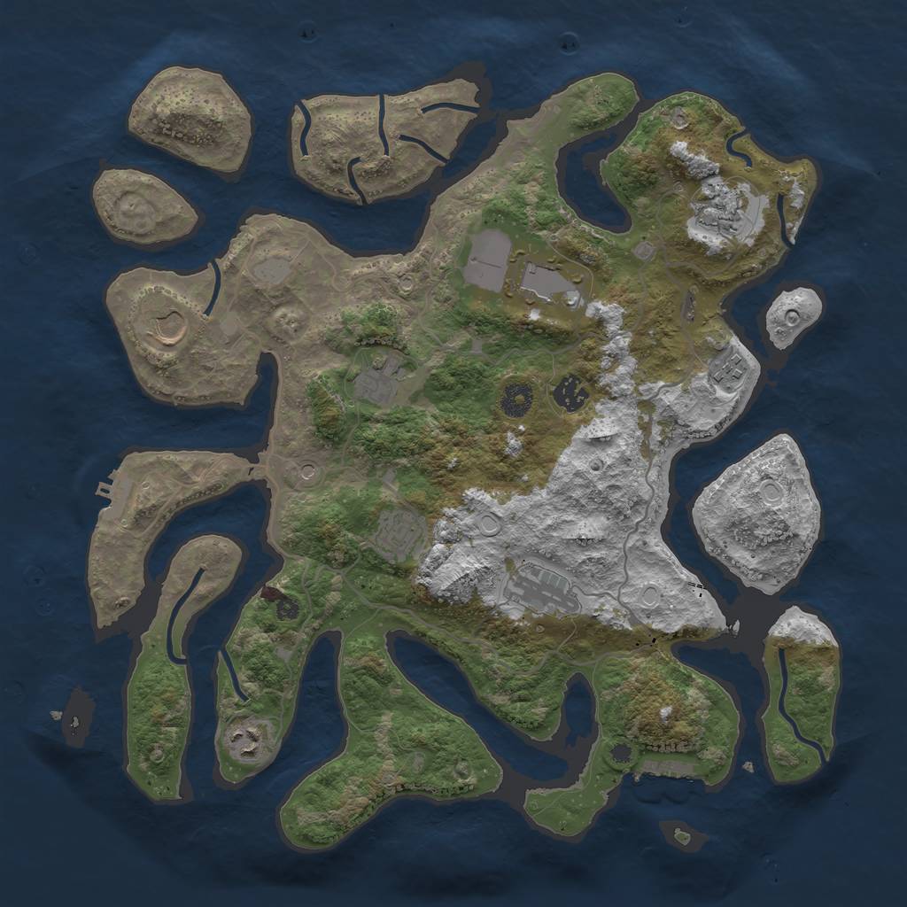 Rust Map: Procedural Map, Size: 4000, Seed: 654913830, 17 Monuments