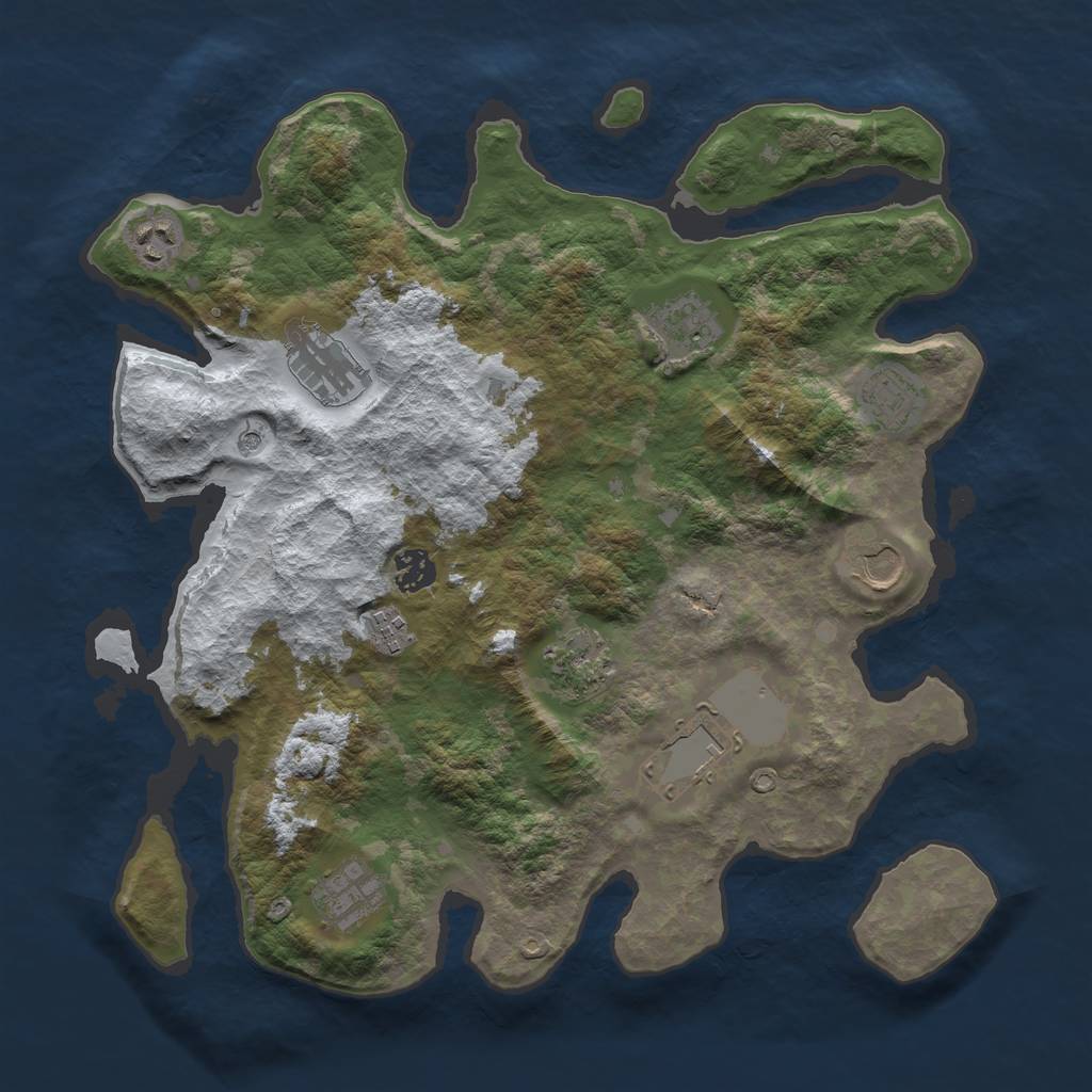 Rust Map: Barren, Size: 3750, Seed: 7875321, 13 Monuments