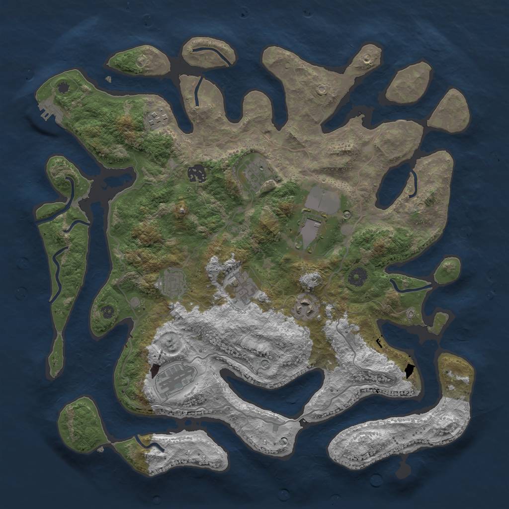 Rust Map: Procedural Map, Size: 4000, Seed: 296572, 12 Monuments