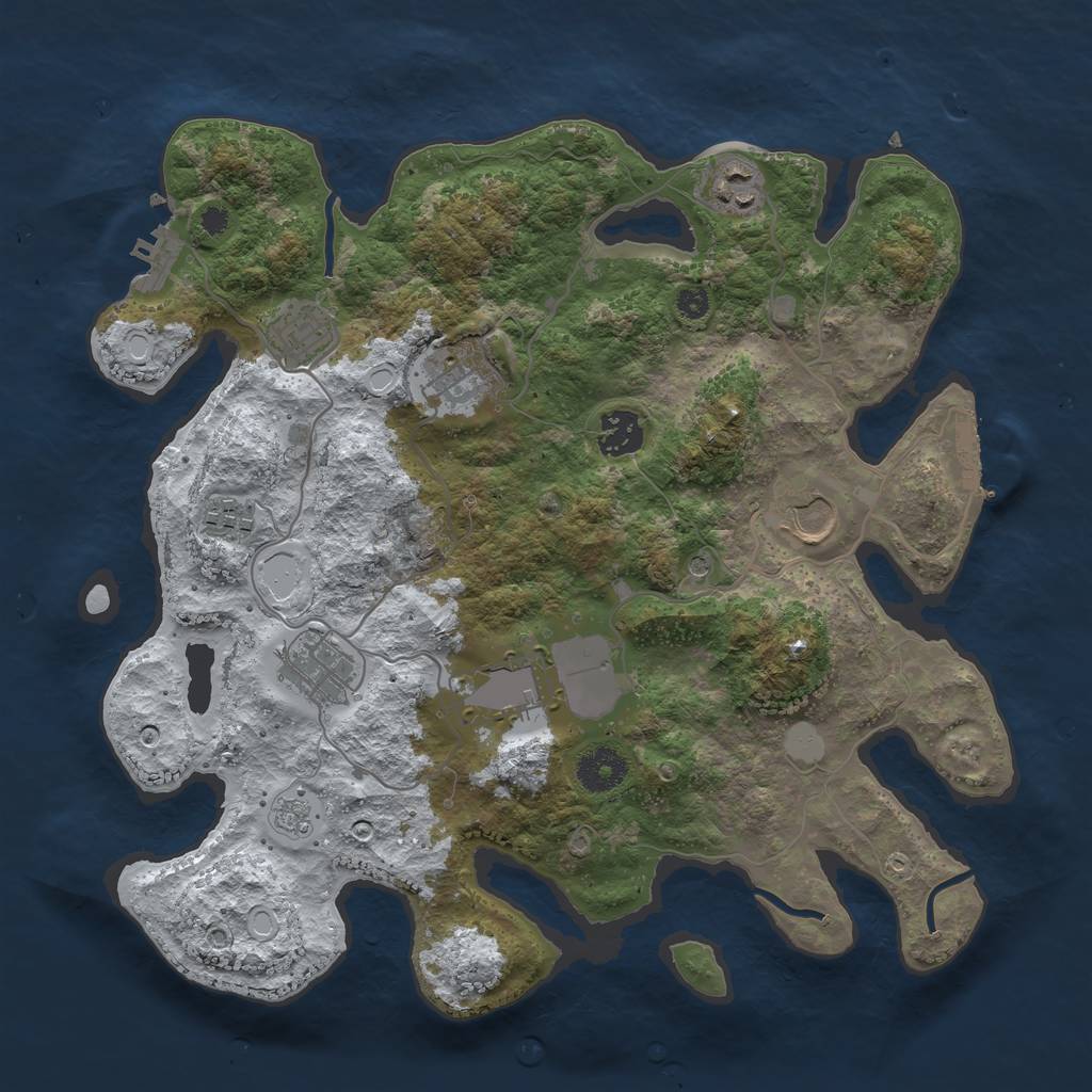 Rust Map: Procedural Map, Size: 3500, Seed: 777623323, 17 Monuments