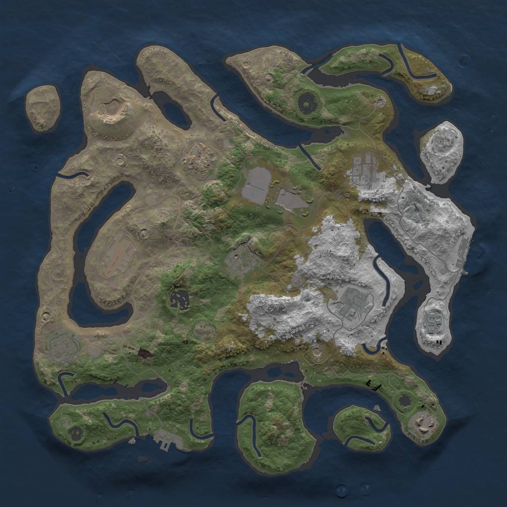 Rust Map: Procedural Map, Size: 3700, Seed: 1906767732, 16 Monuments