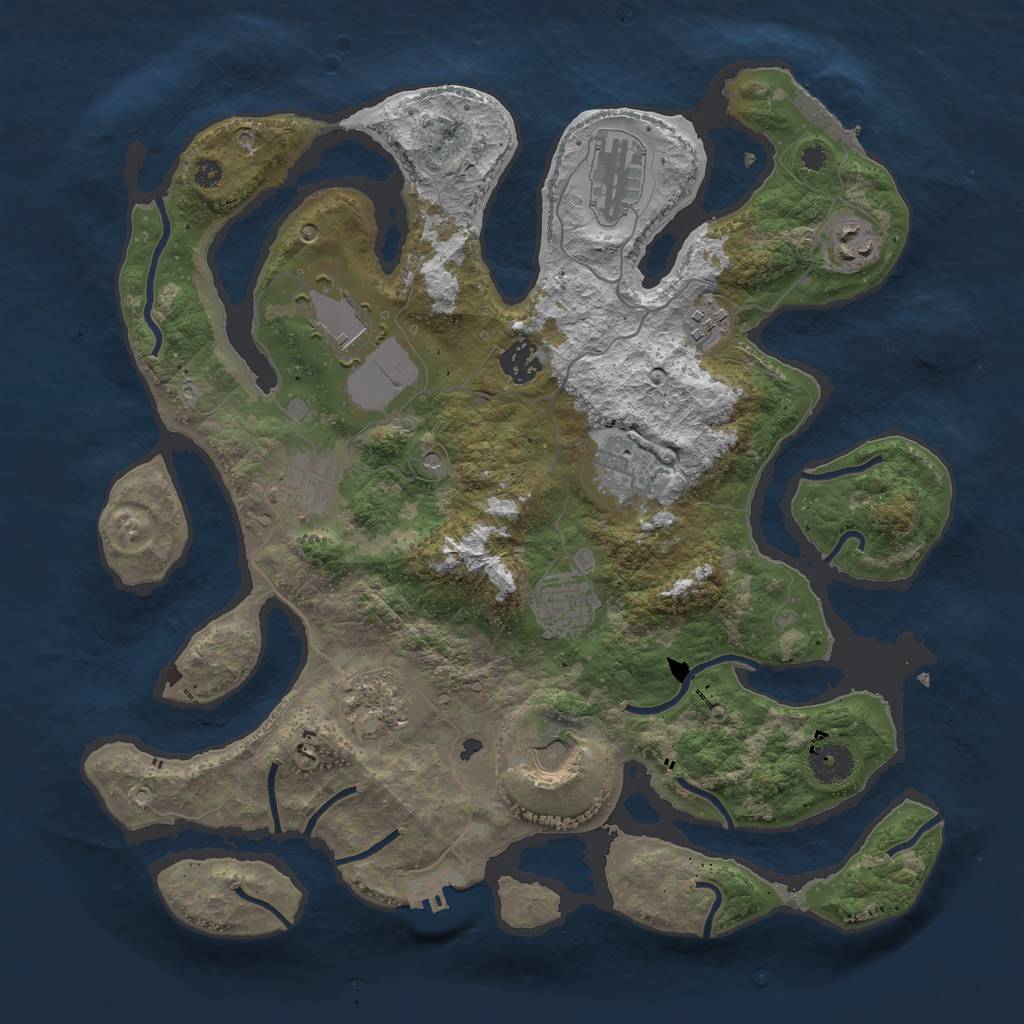 Rust Map: Procedural Map, Size: 3700, Seed: 1241196831, 15 Monuments