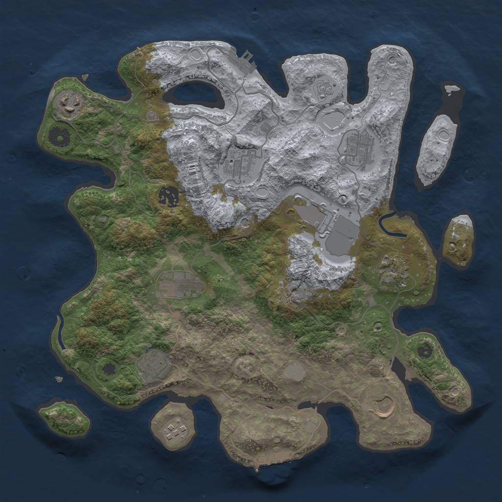 Rust Map: Procedural Map, Size: 3500, Seed: 1858796074, 19 Monuments