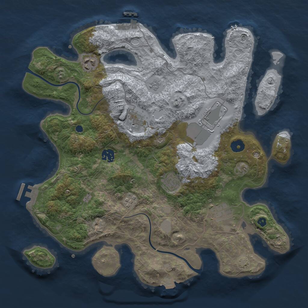 Rust Map: Procedural Map, Size: 3500, Seed: 1858796074, 13 Monuments