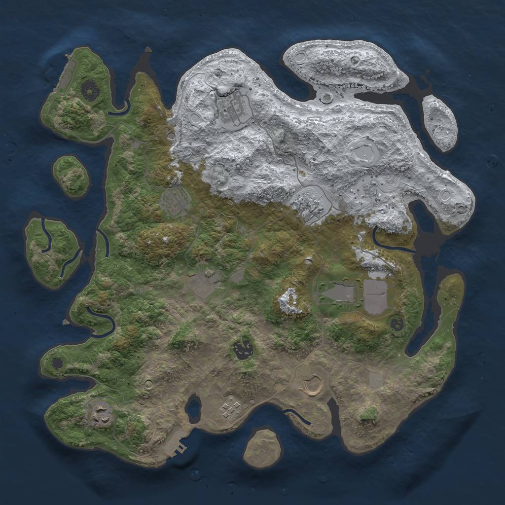 Rust Map: Procedural Map, Size: 3800, Seed: 19898, 18 Monuments