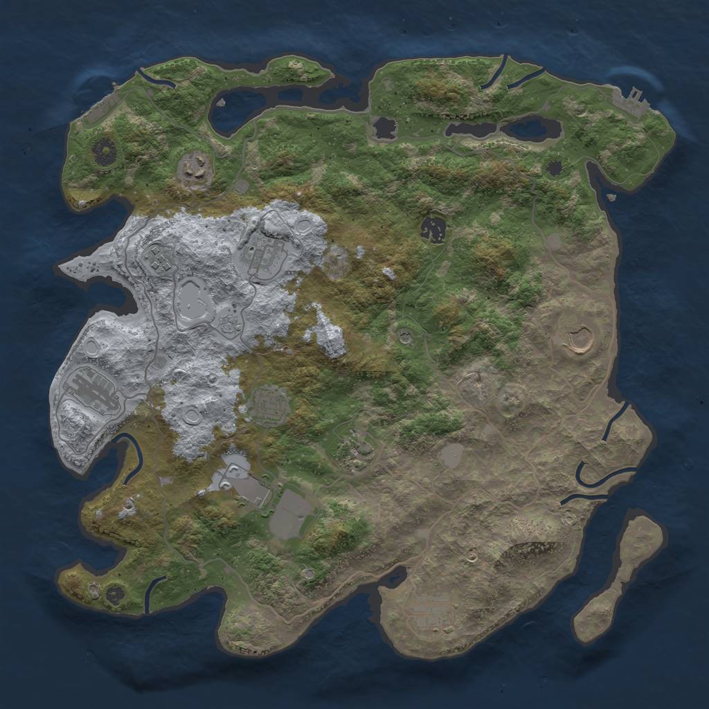 Rust Map: Procedural Map, Size: 4000, Seed: 191141, 19 Monuments