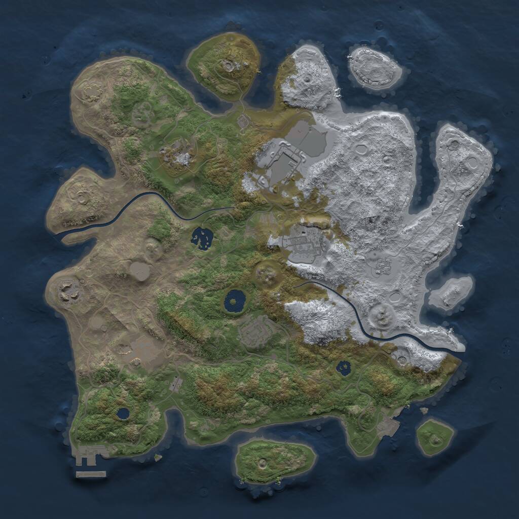 Rust Map: Procedural Map, Size: 3500, Seed: 361034, 12 Monuments