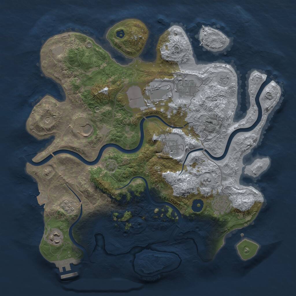Rust Map: Procedural Map, Size: 3500, Seed: 361034, 12 Monuments