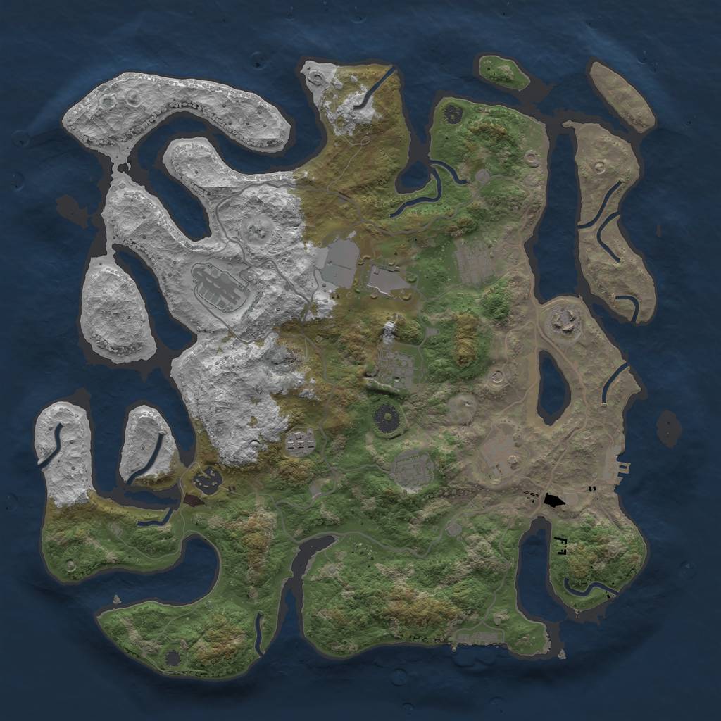 Rust Map: Procedural Map, Size: 4000, Seed: 4852455, 14 Monuments