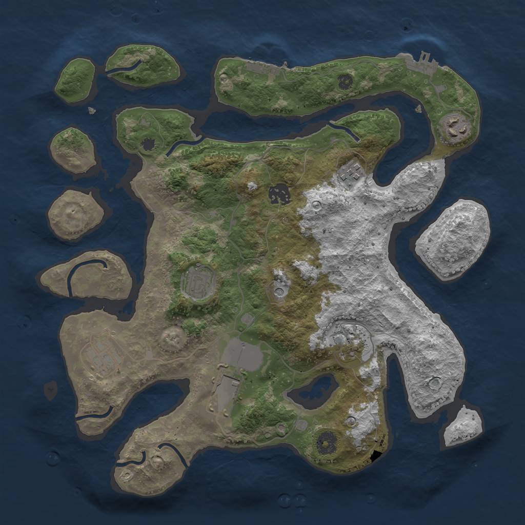 Rust Map: Procedural Map, Size: 3500, Seed: 89246099, 12 Monuments